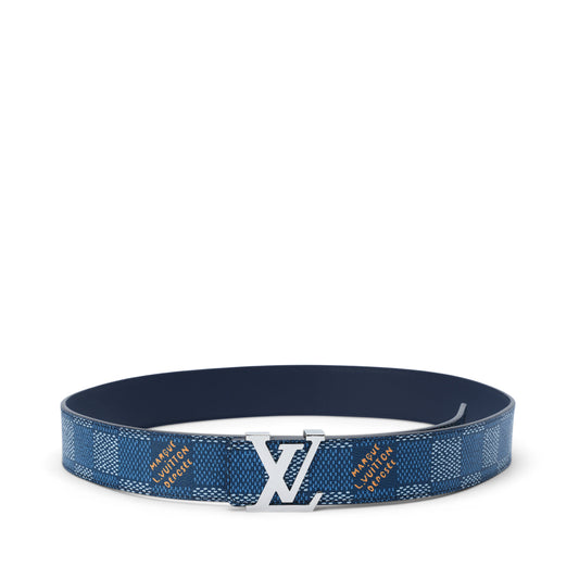 Blue fabric check belt