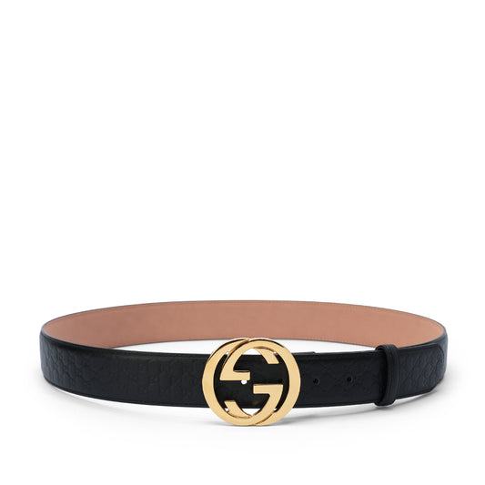 Black interlocking G buckle belt