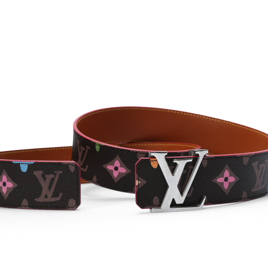 Multicolor silver buckle belt