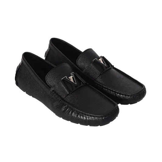 Luxury Imported Black Leather Normal Loafers with Box and Accessories