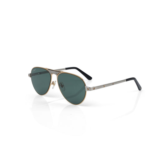 Aviator Sunglasses Gold & Gunmetal Finish with Forest Green Lenses