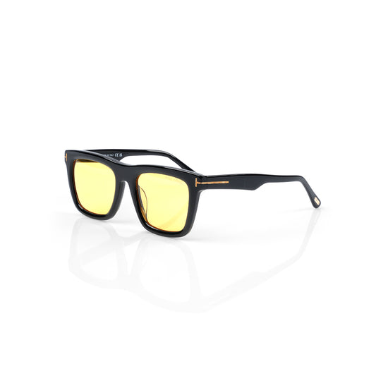 Imported Luxury Polished Black Frames with Bold Yellow Lenses Square Sunglasses