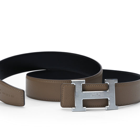 Taupe H buckle belt