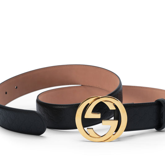 Black interlocking G buckle belt