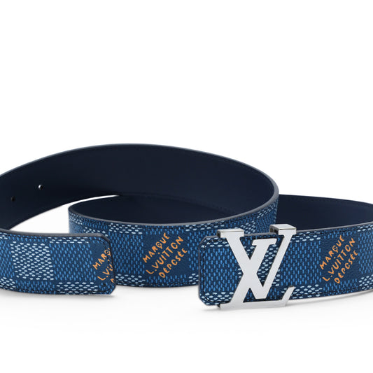 Blue fabric check belt