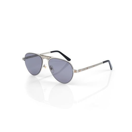Imported Silver Metal Frame with Blue-Grey Lens Glasses