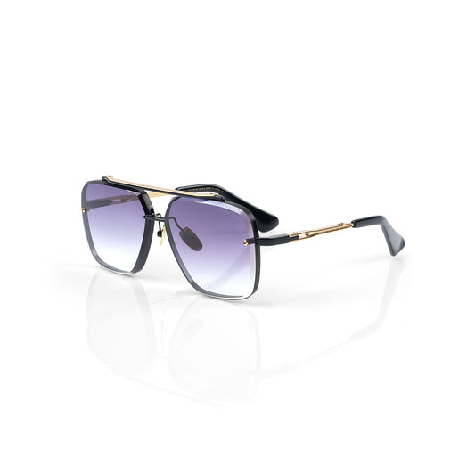 Imported Luxury Sunglasses Bold Black & Gold Titanium Frames with Gradient Lenses