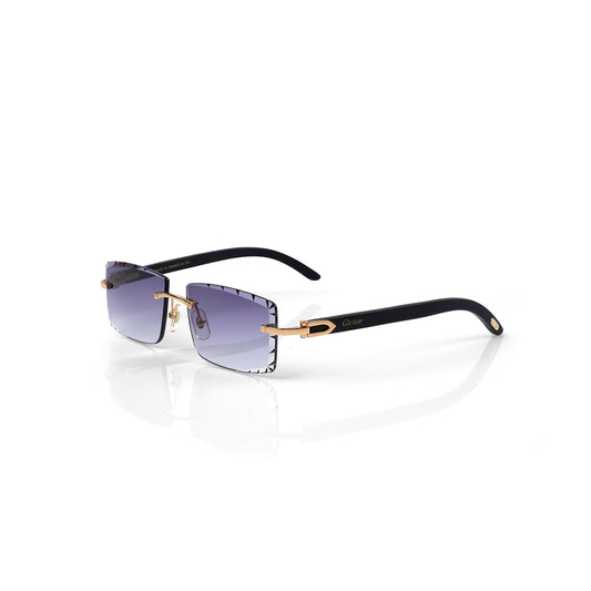 Imported Sunglasses Gold-Finish with Purple Gradient Faceted Lenses
