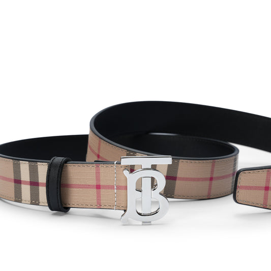 Beige Check TB Buckle Belt