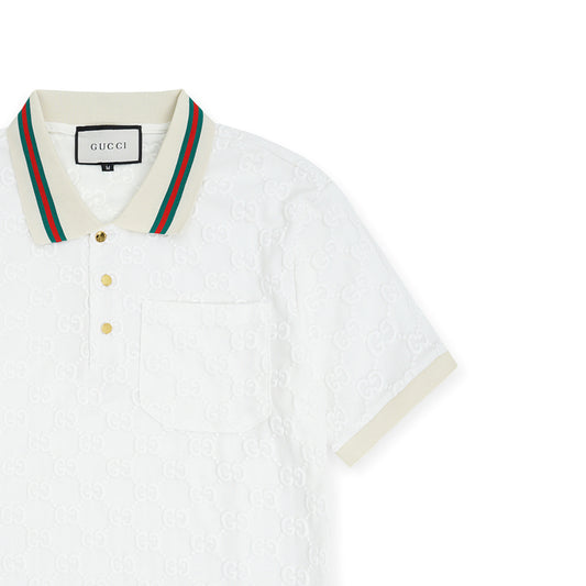 Imported embroidered double “G”pattern white polo