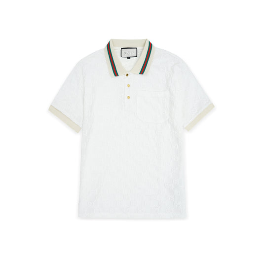 Imported embroidered double “G”pattern white polo