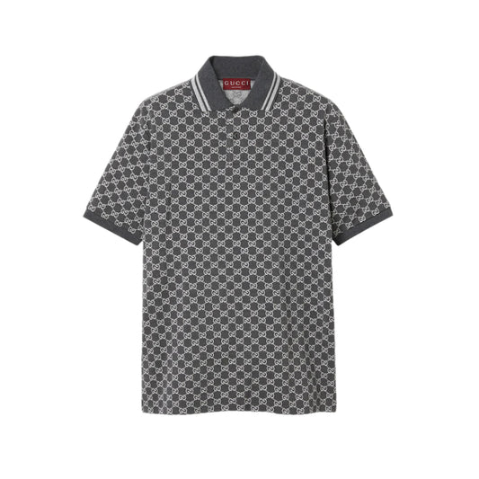 Imported Grey Small “G” Pattern Polo