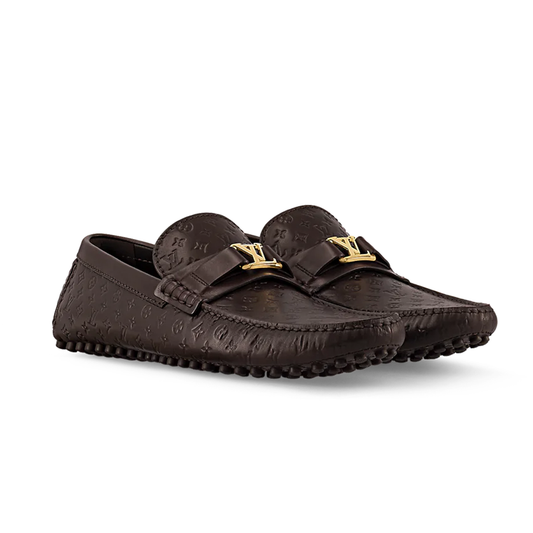 Brown embossed driver loafer