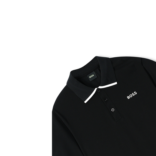 Imported White Stripe Black Polo Shirt