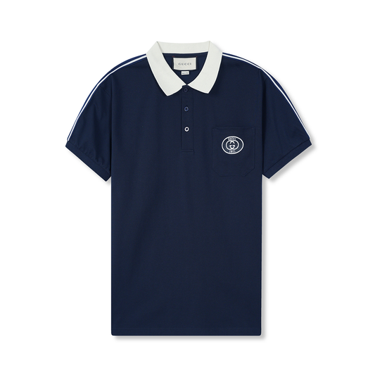 Imported Blue Double “G” Logo Polo Shirt