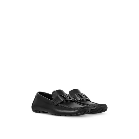 Black check driver loafer