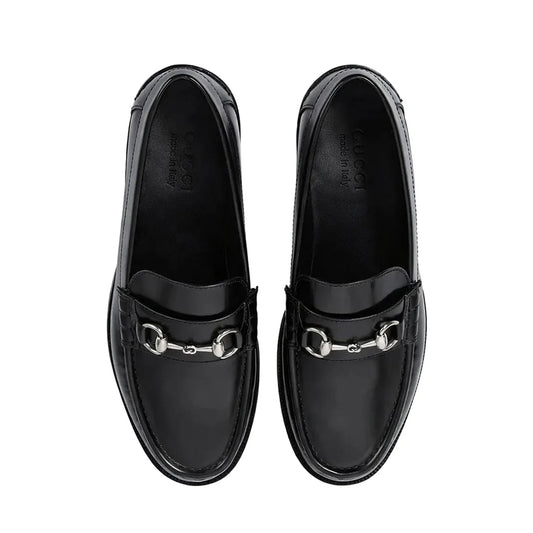 Black Horsebit Leather Loafers