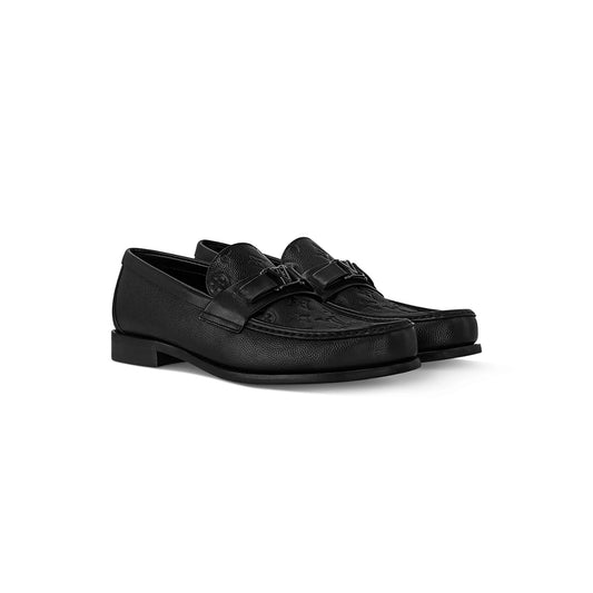 Logo Embossed Black Major Loafers