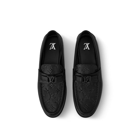 Logo Embossed Black Major Loafers