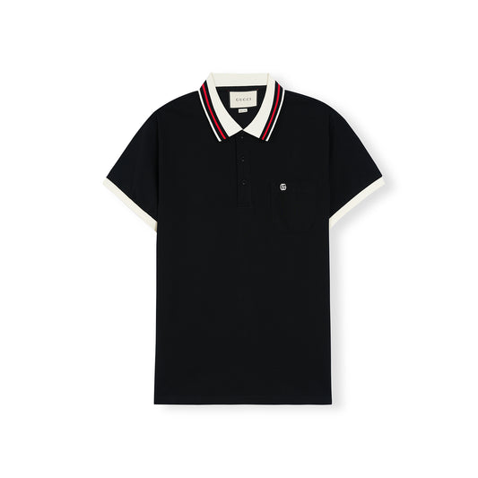 Red Stripe Collar G Logo Polo