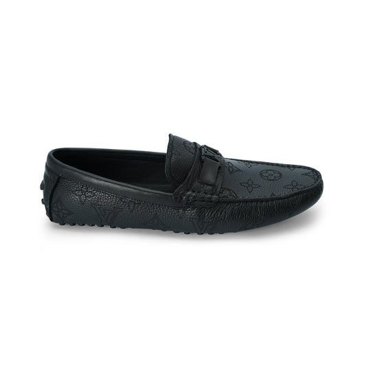 Leather print driver loafer
