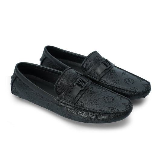 Leather print driver loafer