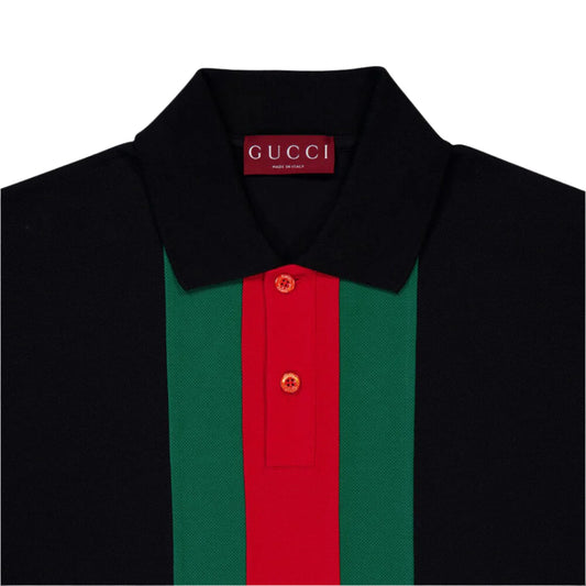Imported Black Red Green Stripe Polo
