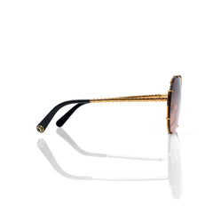 Imported  Brown Gradient Shield Lens with Crystal V-Signature Sunglasses