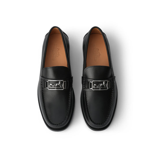 Carriage Buckle Black Major Loafers
