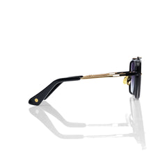 Imported Luxury Sunglasses Bold Black & Gold Titanium Frames with Gradient Lenses