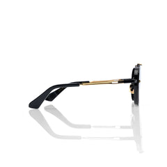 Imported Luxury Bold Black & Gold Frame Aviator Sunglasses with Gradient Lenses
