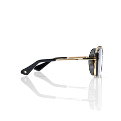 Imported Luxury Gold Architectural Sunglasses with Purple Gradient Lenses