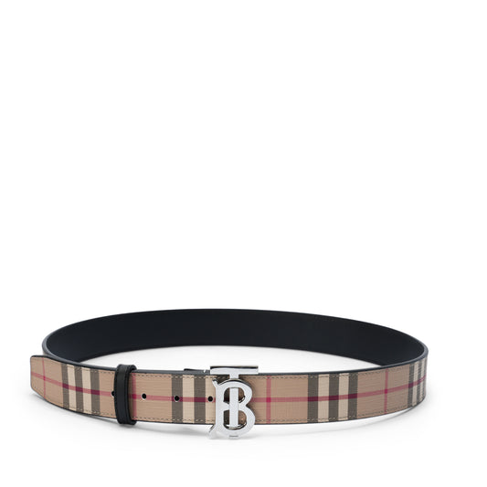 Beige Check TB Buckle Belt