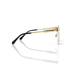 Imported Black/Gold Oversized Square Frames with Crystal Monogram Flower