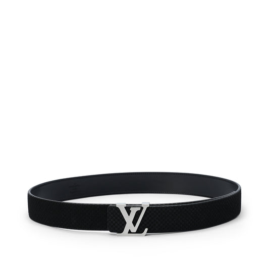 Black small check silver buckle belt