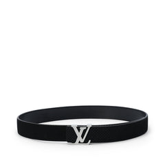 Black small check silver buckle belt