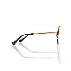 Imported Black Gradient Shield Lens with Crystal V-Signature Sunglasses