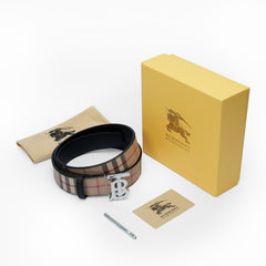 Beige Check TB Buckle Belt