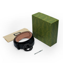 Black on black interlocking G buckle belt