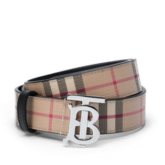 Beige Check TB Buckle Belt