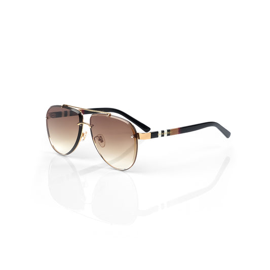 Imported Gold & Black Frames with Brown Gradient Lenses Aviator Sunglasses