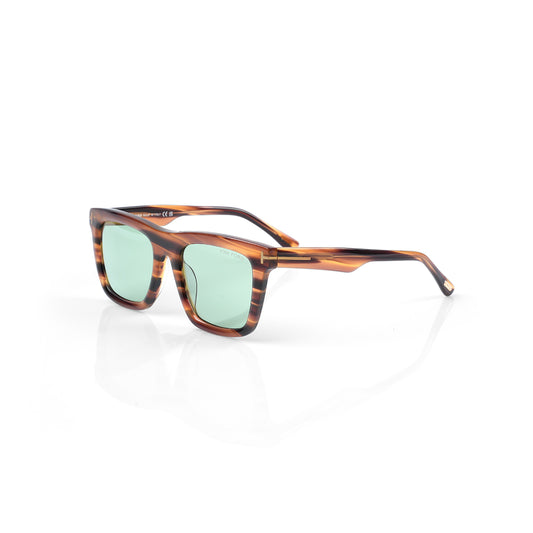 Imported Luxury Striated Havana Frames Sunglasses with Mint Ice Lenses