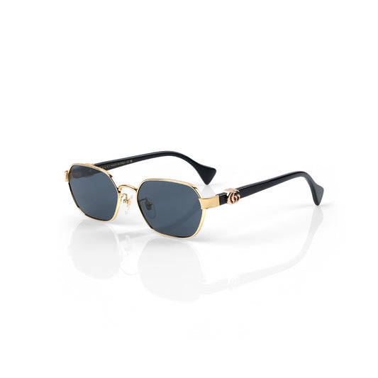 Imported  Hexagonal Metal Sunglasses Gold Frames with Grey Lenses