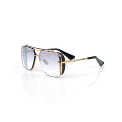 Imported Luxury  Black & Gold Architectural Sunglasses with Gradient Lenses