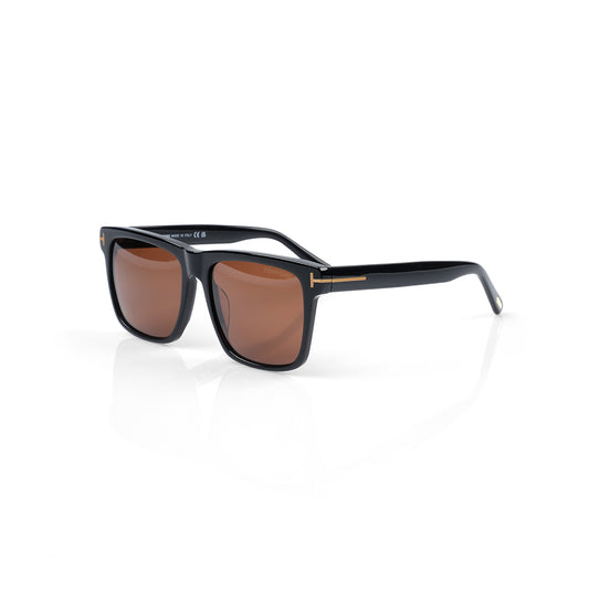 Imported Polished Black Frames with Cognac Brown Lenses Sunglasses