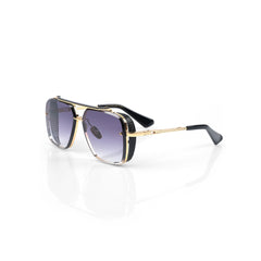 Imported Luxury Gold Architectural Sunglasses with Purple Gradient Lenses