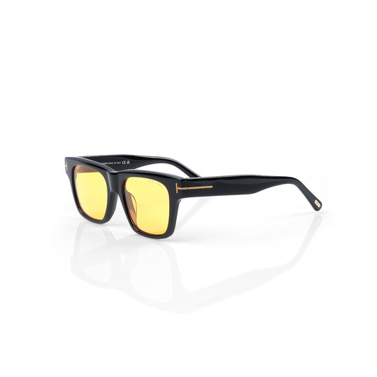 Imported Black Square Retro Acetate Frames Sunglasses with Yellow Lenses