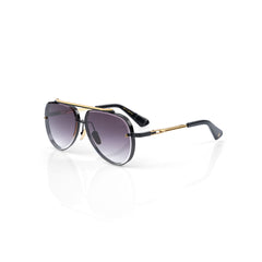Imported Luxury Bold Black & Gold Frame Aviator Sunglasses with Gradient Lenses