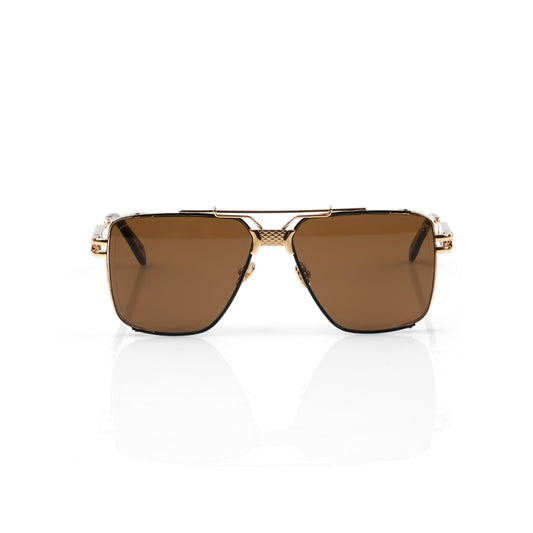 Imported The Diplomat Luxury Sunglasses  Gold-Plated Titanium with Brown Lenses