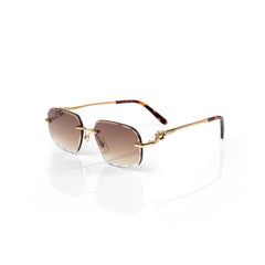 Imported Gold-Finish with Champagne Gradient Faceted Lenses Sunglasses